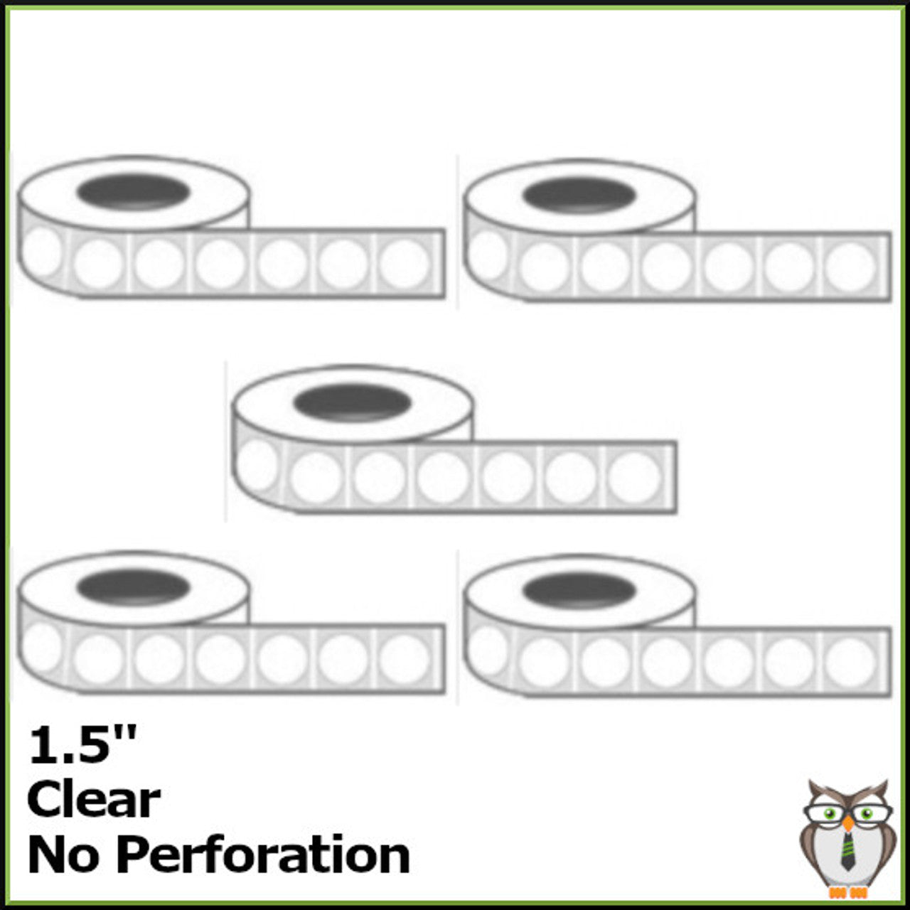 Staplex® Tabster Clear Non-Perforated 1.5" Tabs (12,500-5 Rolls of 2,500)