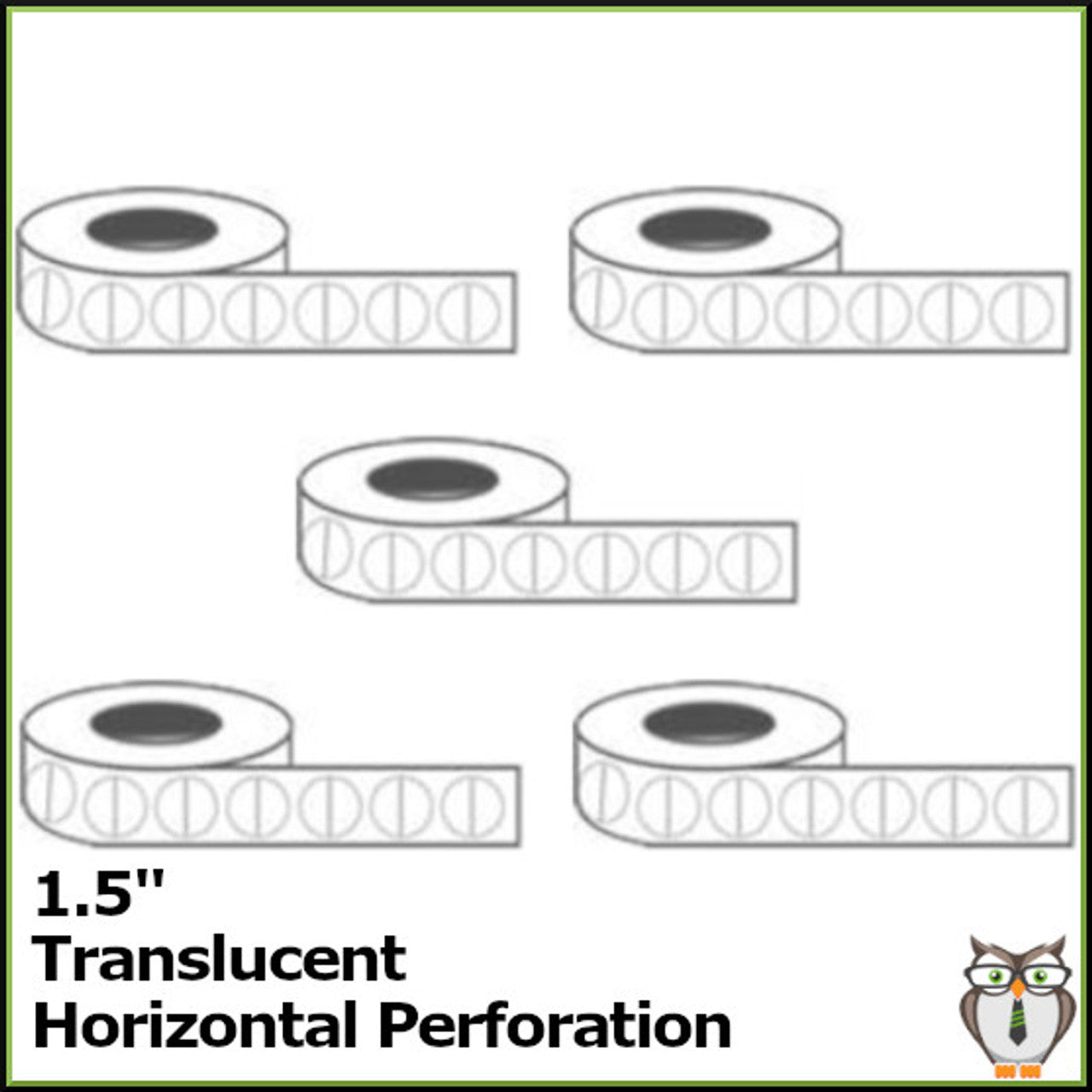 Staplex ® Tabster Translucent 1.5" Tabs with Horizontal Perforation (12,500ct. - 5 rolls)