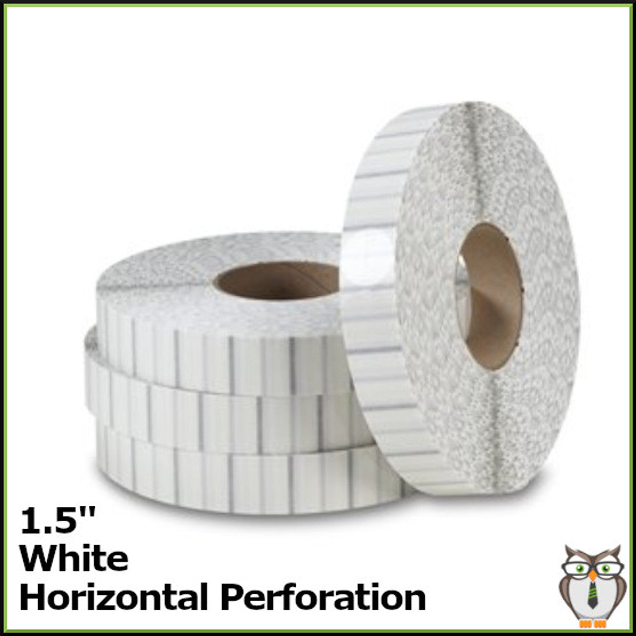 Staplex ® Tabster White 1.5" Tabs w/Horizontal Perforation (12,500-5 Rolls of 2,500) TB-1.5WHP