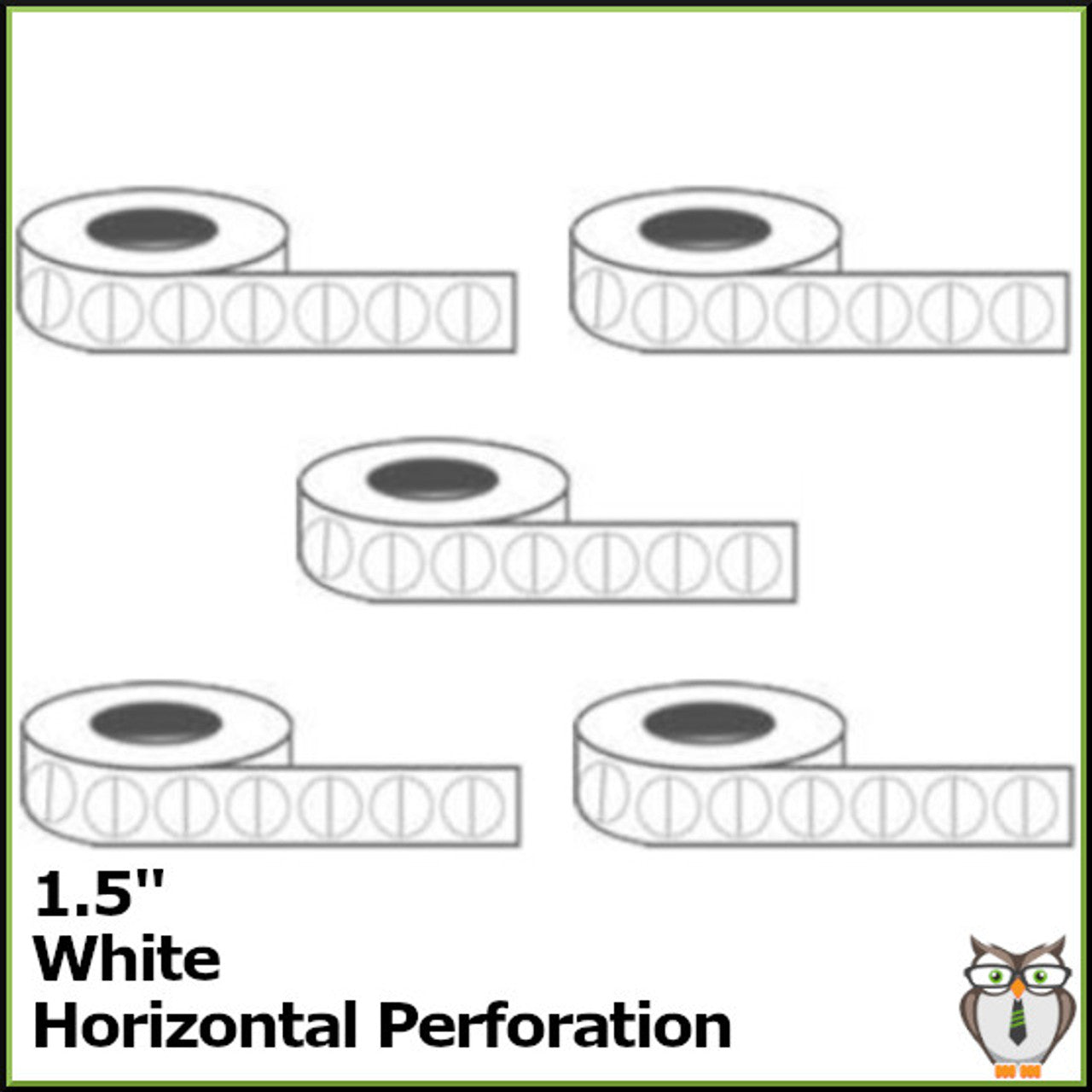 Staplex ® Tabster White 1.5" Tabs w/Horizontal Perforation (12,500-5 Rolls of 2,500) TB-1.5WHP