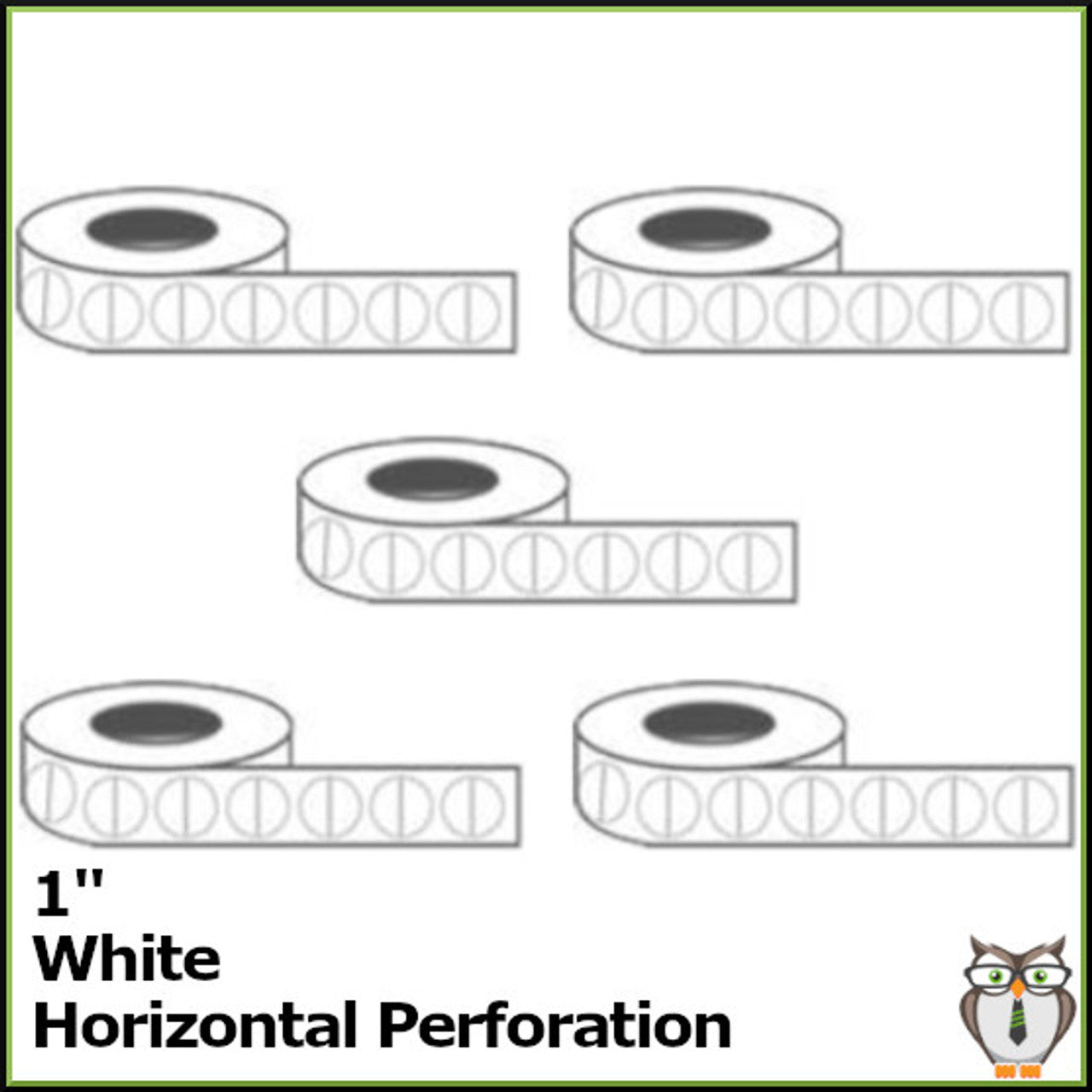 Staplex ® Tabster White 1" Tabs w/ Horizontal Perforation (25,000 5 Rolls of 5,000) TB-1WHP
