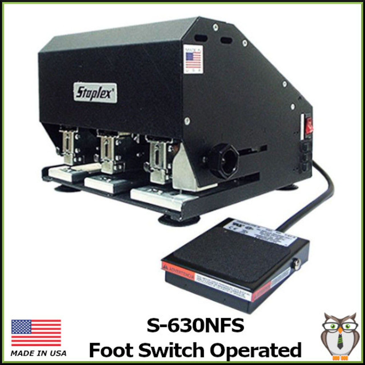 Staplex ® S-630NFS Foot Switch Operated Special Triple Header Electric Stapler